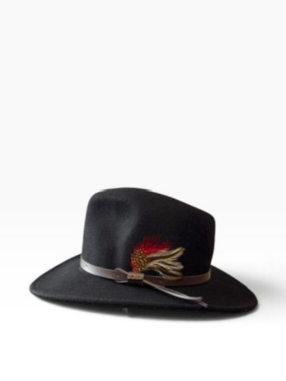 Scala Classico Crushable Wool Felt Outback Hat Black Large, Western Hat Feather